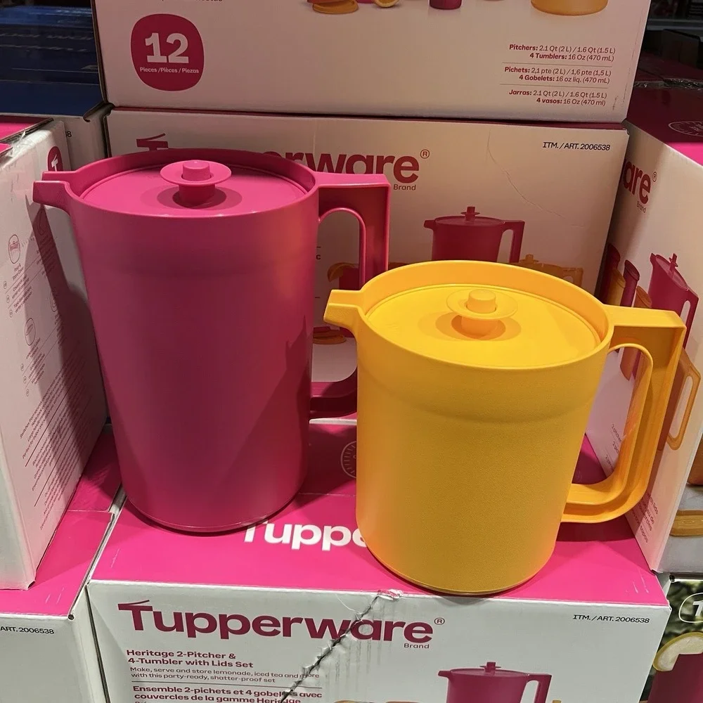 Tupperware Heritage 2‎ Pitcher 4 Tumbler Set With Lids Pink Orange New Sealed